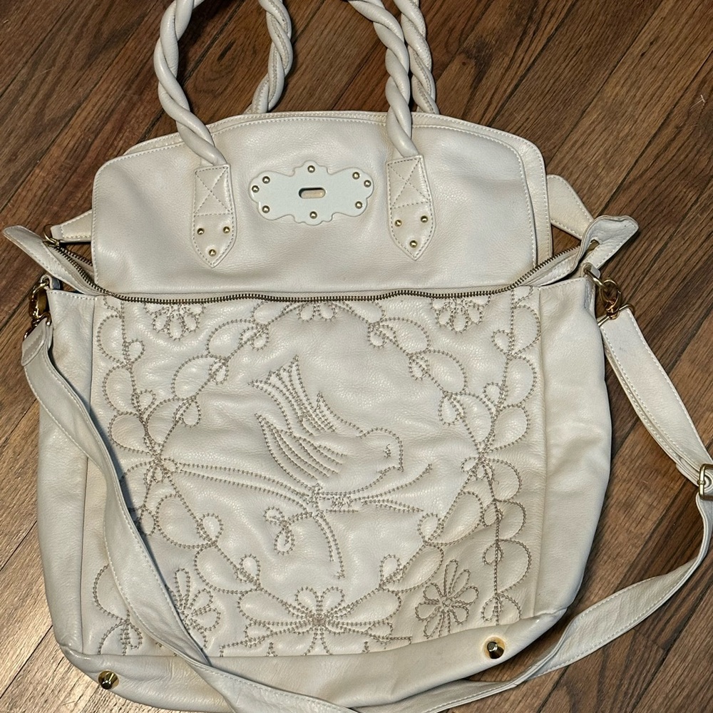 White Embroidered Tote Bag